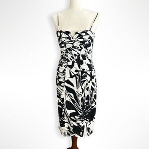 VTG Y2K Cache black & White Bodycon Midi Dress w/ spaghetti straps, 8